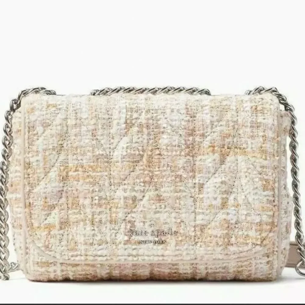 Kate Spade Quilted Tweed Flap Bag in Blush/Cream - Picture 7 of 14